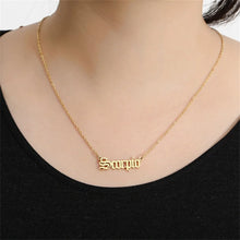 Load image into Gallery viewer, Gold Filled Old English Zodiac Sign Necklaces