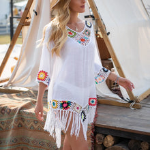 Load image into Gallery viewer, Bikini Cover Up Fringe Tunic Beach Dress