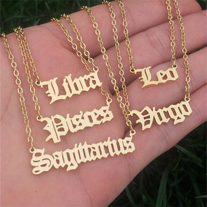 Gold Filled Old English Zodiac Sign Necklaces