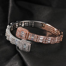 Load image into Gallery viewer, CZ Opened Square Zircon Baguette Iced Out Adjustable Bracelet