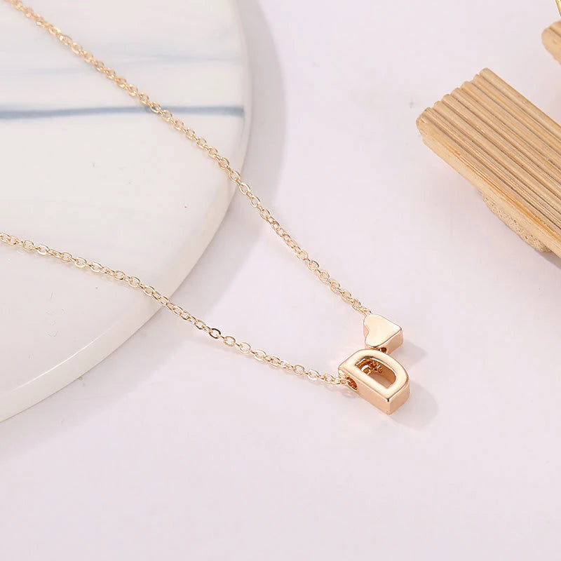 Tiny Heart Dainty Initial Necklaces