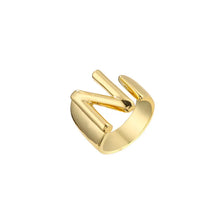 Load image into Gallery viewer, Hollow A-Z Letter Gold Color Metal Adjustable Ring