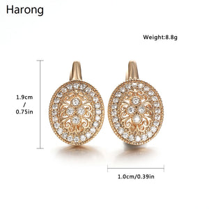 PATAYA Hollow Drop Gold Zircon Earring