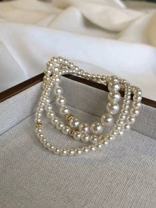 Accessible Luxury Perfect Circle K Gold French Elastic String Pearl Bracelet