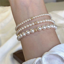 Load image into Gallery viewer, Accessible Luxury Perfect Circle K Gold French Elastic String Pearl Bracelet