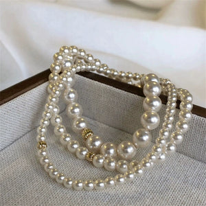 Accessible Luxury Perfect Circle K Gold French Elastic String Pearl Bracelet