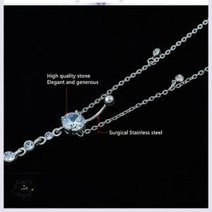 Women Sexy Rhinestone Dangle Belly Button Chain Navel Piercing Ring Body Jewelry Waist Chain Button Summer Beach Jewelry