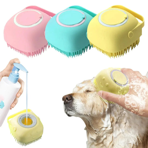 Dog Cat Bath Massage Brush Soft Silicone Pet Accessory