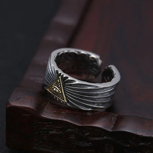 Buyee 925 Sterling Silver Unique Big Ring Cute Eye Gray Open Ring