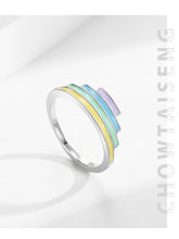 Load image into Gallery viewer, Ailmay 925 Sterling Silver Unique Fashion Rainbow Color Enamel Geometric Finger Ring