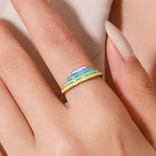 Load image into Gallery viewer, Ailmay 925 Sterling Silver Unique Fashion Rainbow Color Enamel Geometric Finger Ring