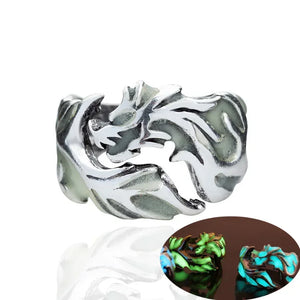 Fashion Luminous Dragon Rings Gothic Adjustable Stainless Steel Rings Unique Jewelry