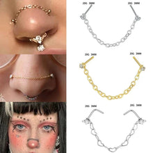 Load image into Gallery viewer, New Double Nose Piercing Chain Nose Chain for Nostril Piercing Stainless Steel Nose Stud Decoration Earring Piercing Chain Women