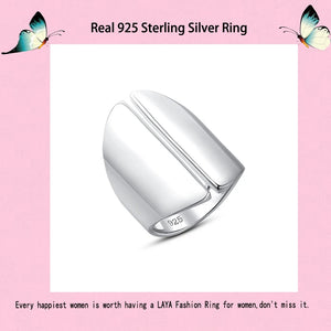 LAYA 925 Sterling Silver Round Drum Unique Design Plain Silver Wide Big Finger Ring