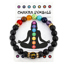 Load image into Gallery viewer, 7 Chakra Bracelet with Meaning Card for Men Women Natural Crystal Healing Anxiety Jewelry