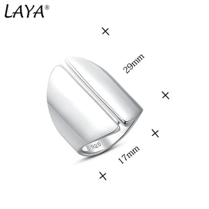 LAYA 925 Sterling Silver Round Drum Unique Design Plain Silver Wide Big Finger Ring