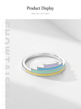 Load image into Gallery viewer, Ailmay 925 Sterling Silver Unique Fashion Rainbow Color Enamel Geometric Finger Ring