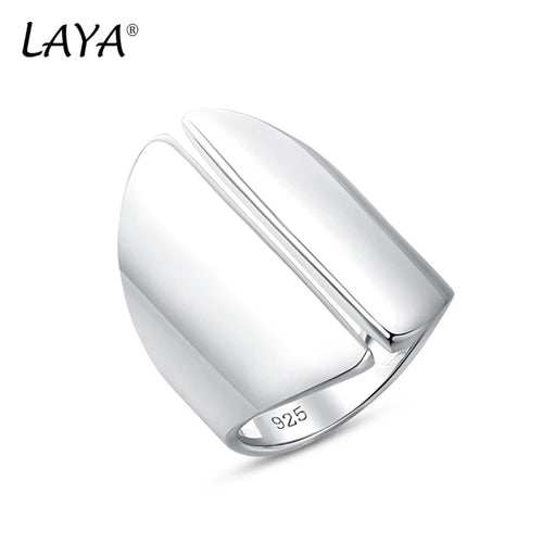 LAYA 925 Sterling Silver Round Drum Unique Design Plain Silver Wide Big Finger Ring