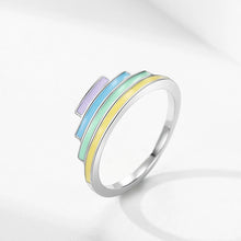 Load image into Gallery viewer, Ailmay 925 Sterling Silver Unique Fashion Rainbow Color Enamel Geometric Finger Ring