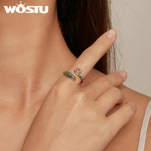 Load image into Gallery viewer, WOSTU Rainbow Chameleon Open Ring 925 Sterling Silver Multi Color Animal Adjsutable Rings Women Girl Bithday Jewelry Unique Gift