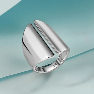 LAYA 925 Sterling Silver Round Drum Unique Design Plain Silver Wide Big Finger Ring