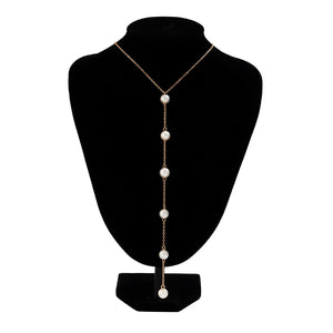 Simple Long Imitation Pearls Back Necklace