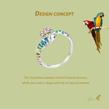 Load image into Gallery viewer, WOSTU Rainbow Chameleon Open Ring 925 Sterling Silver Multi Color Animal Adjsutable Rings Women Girl Bithday Jewelry Unique Gift