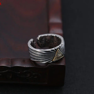 Buyee 925 Sterling Silver Unique Big Ring Cute Eye Gray Open Ring