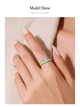 Load image into Gallery viewer, Ailmay 925 Sterling Silver Unique Fashion Rainbow Color Enamel Geometric Finger Ring