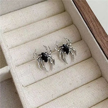 Load image into Gallery viewer, Silver Color Spider Stud Earrings for Women Unique Design Punk Personality Female Small Earrings Black Enamel Fashion Jewelry