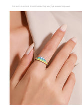 Load image into Gallery viewer, Ailmay 925 Sterling Silver Unique Fashion Rainbow Color Enamel Geometric Finger Ring