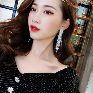 New Fashion Trend Unique Design Elegant Exquisite Light Luxury Mesh Zircon Earrings Female Jewelry Party Premium Gift Wholesale