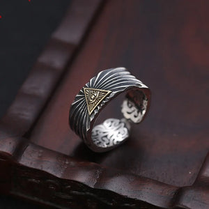 Buyee 925 Sterling Silver Unique Big Ring Cute Eye Gray Open Ring