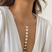 Load image into Gallery viewer, Pearl Cross Chest Chain Necklace