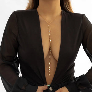 Simple Long Imitation Pearls Back Necklace