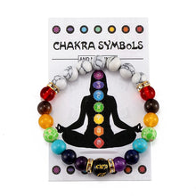 Load image into Gallery viewer, 7 Chakra Bracelet with Meaning Card for Men Women Natural Crystal Healing Anxiety Jewelry