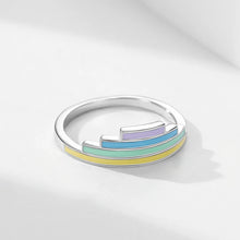 Load image into Gallery viewer, Ailmay 925 Sterling Silver Unique Fashion Rainbow Color Enamel Geometric Finger Ring