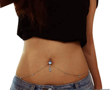 Load image into Gallery viewer, Women Sexy Rhinestone Dangle Belly Button Chain Navel Piercing Ring Body Jewelry Waist Chain Button Summer Beach Jewelry