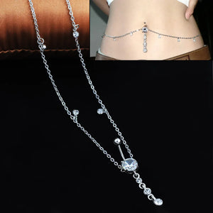 Women Sexy Rhinestone Dangle Belly Button Chain Navel Piercing Ring Body Jewelry Waist Chain Button Summer Beach Jewelry