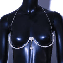 Load image into Gallery viewer, Chest Bracket Double Pendant Heart Bras Chain Necklace Body Jewelry