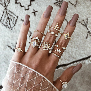 Crystal Finger Knuckle Rings Sets