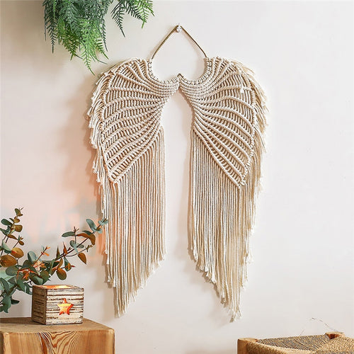 Macrame Wall Hanging Boho Tapestry Angels Wings - Love Essential Being