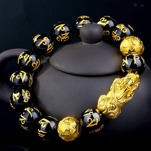 2PCS Obsidian Stone Beads Bracelet
