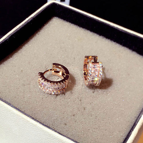 Round Inlaid Rhinestone Ear Studs - Love Essential Being
