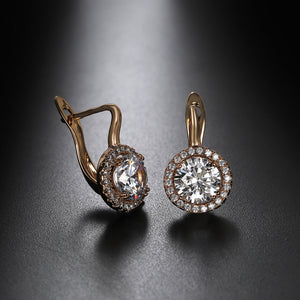 PATAYA Hollow Drop Gold Colored Zircon Earrings