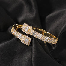 Load image into Gallery viewer, CZ Opened Square Zircon Baguette Iced Out Adjustable Bracelet