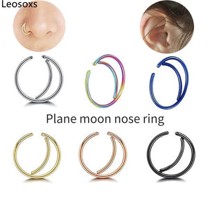 Moon Nose Hoop Septum Ring Clip Lip Helix Ear Cartilage