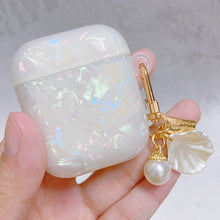 Load image into Gallery viewer, Dreamy White Shell Pearl Bracelet Keychain Earphone Soft Case Wireless Earbuds Cover