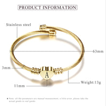 Load image into Gallery viewer, Gold Color Stainless Steel Heart Bracelet Bangle With Letter