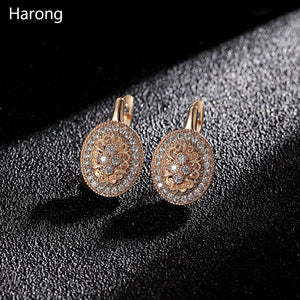 PATAYA Hollow Drop Gold Colored Zircon Earrings